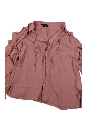 Eloquii Plus Size 16 Pink Flutter Sleeve Blouse With Tie Neck Detail
